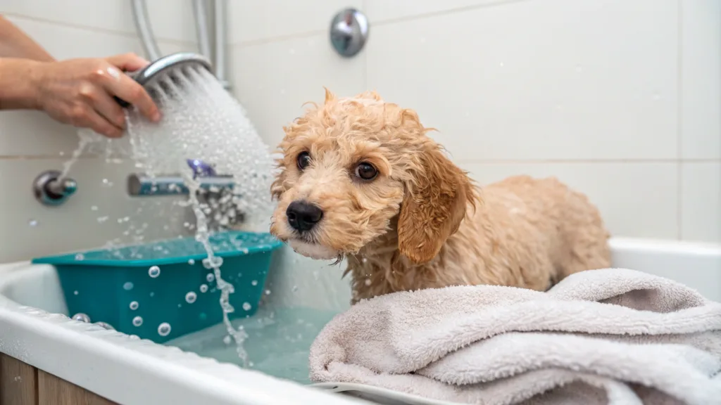 bathing A Poodle Puppy