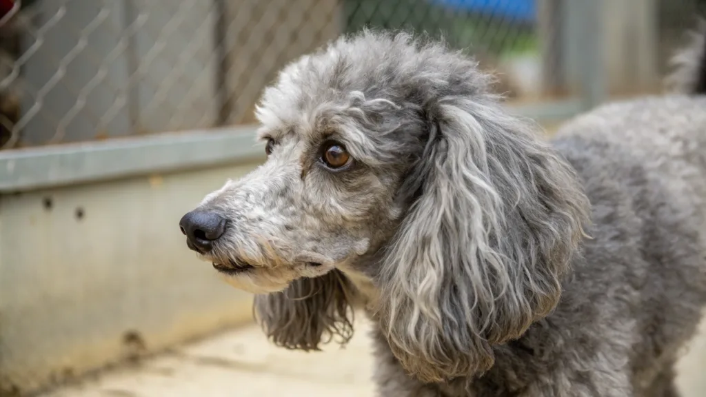 a grey poodle might have fleas