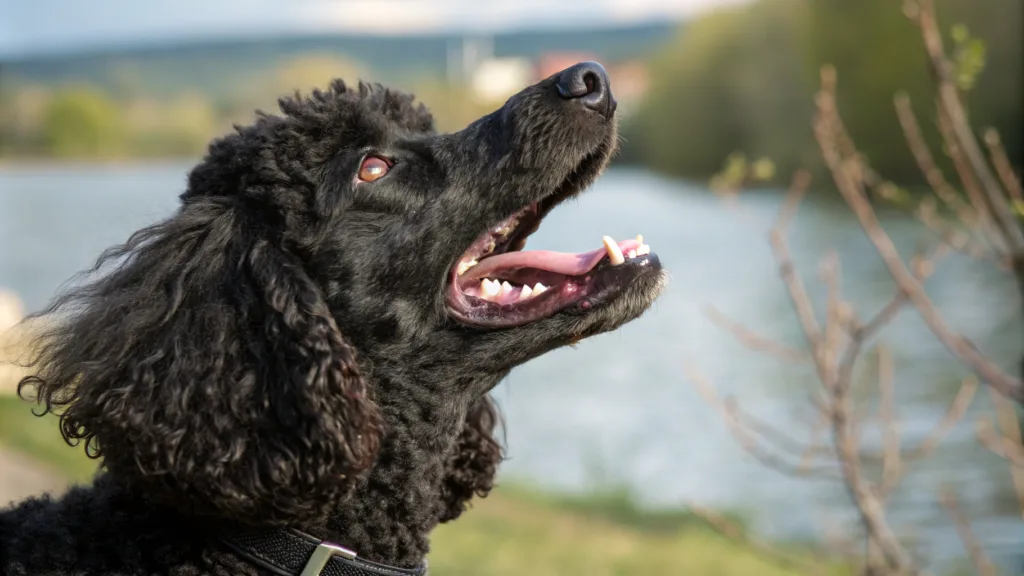 black poodle howling