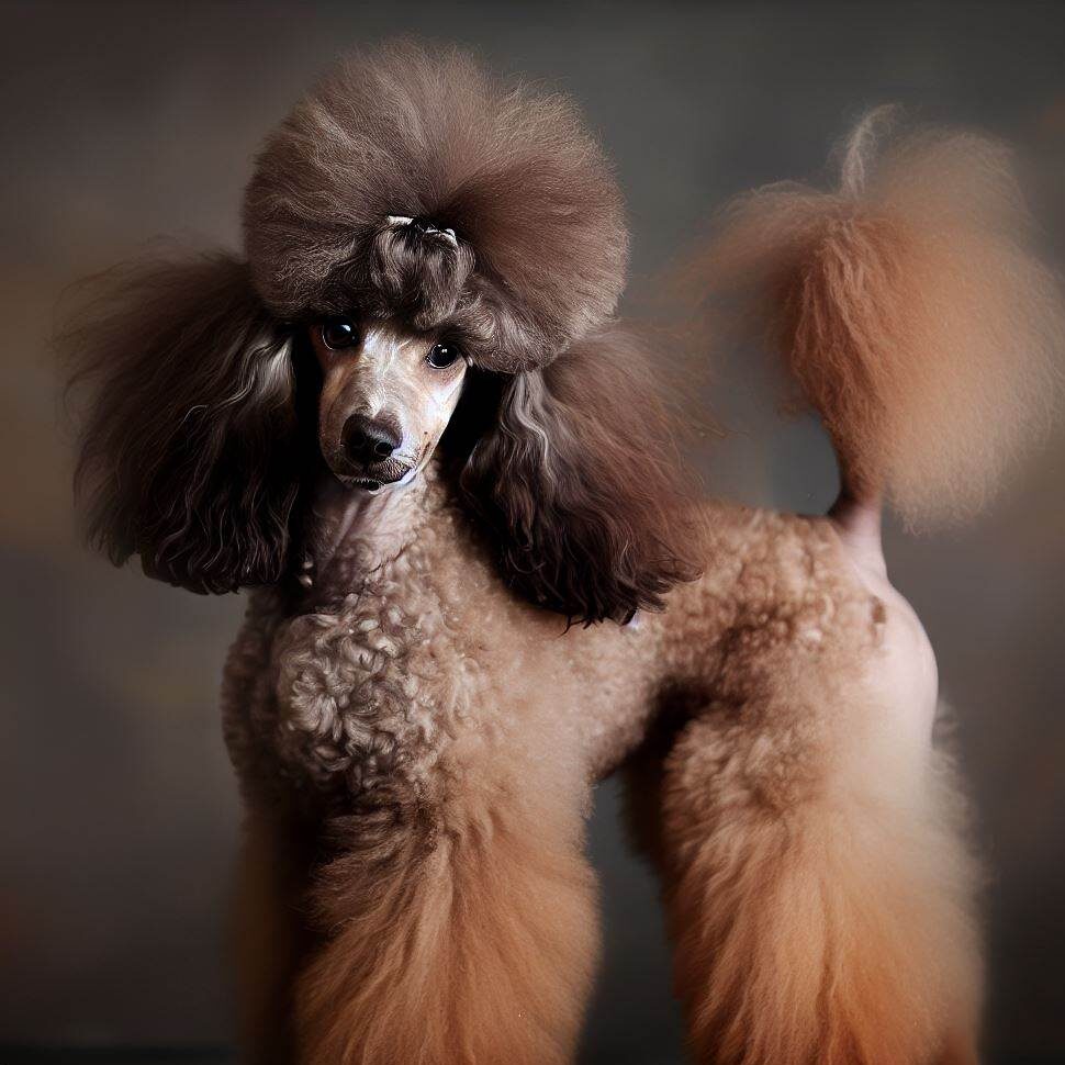 Side profile of poodle pom tail