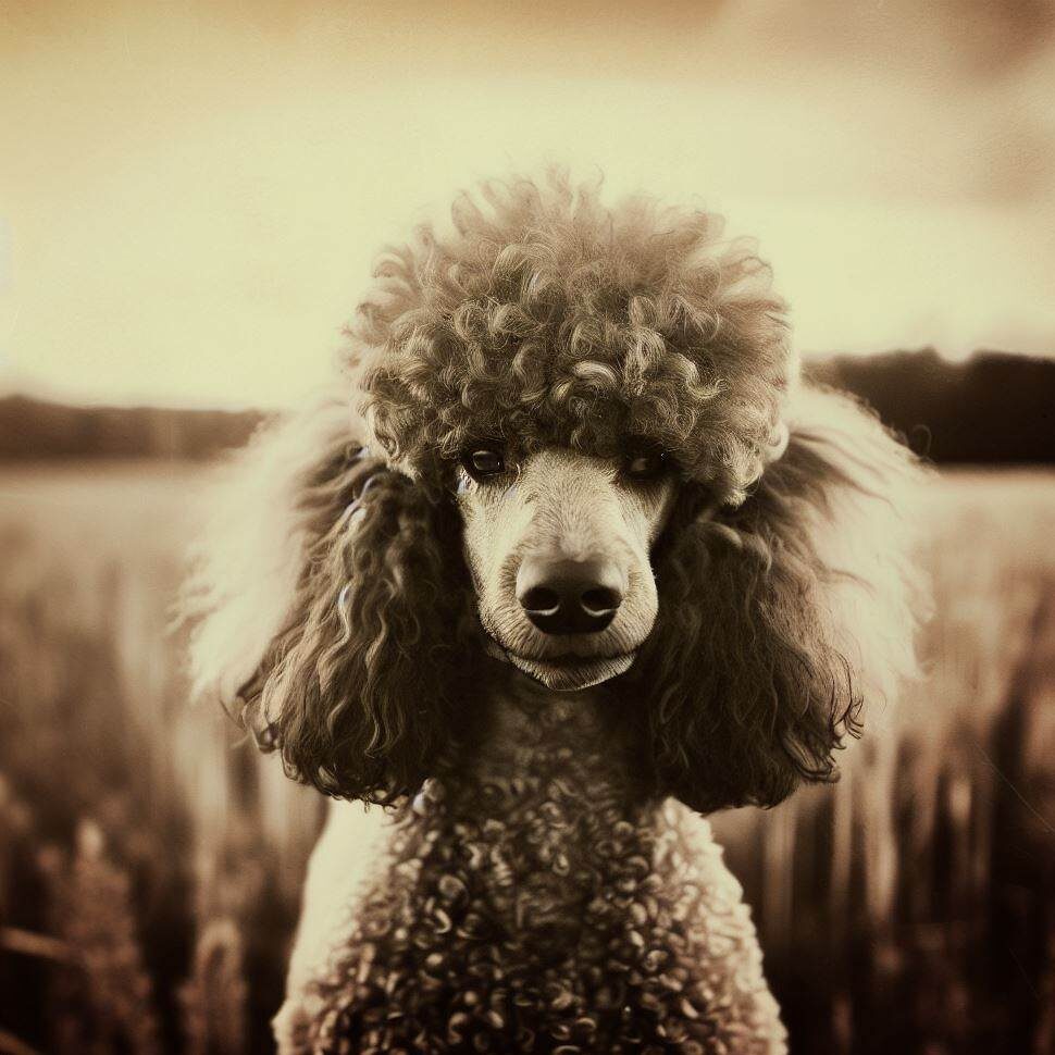old fashioned photograph of a poodle