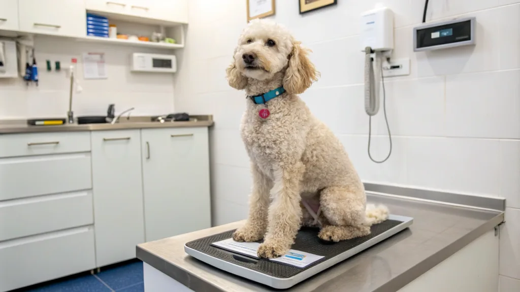 poodle at the vets