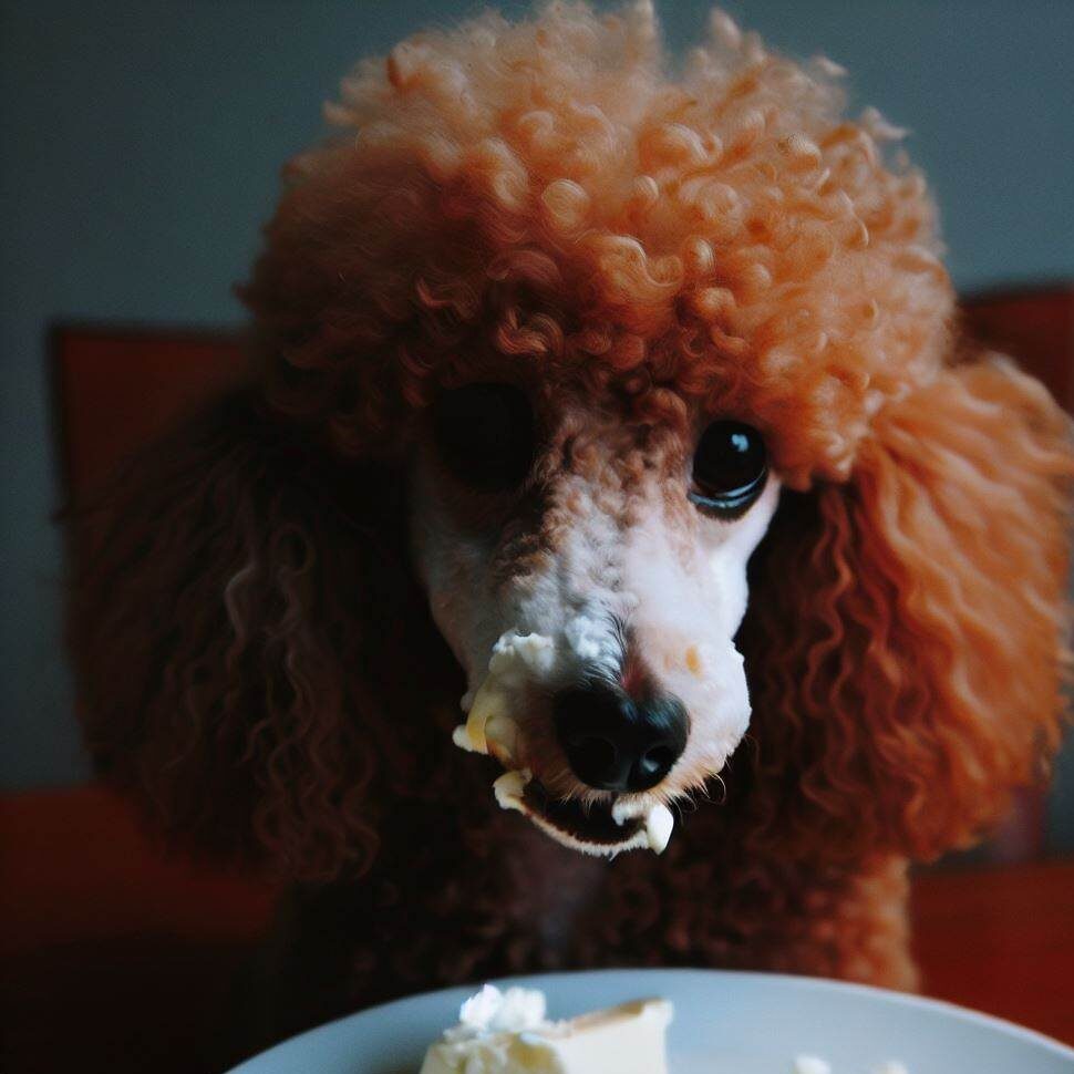 My Dog eating Feta Cheese