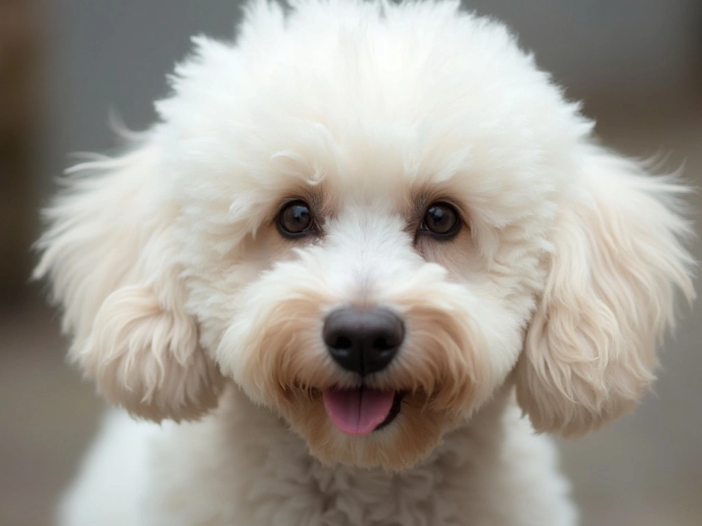 white poodle facing forward