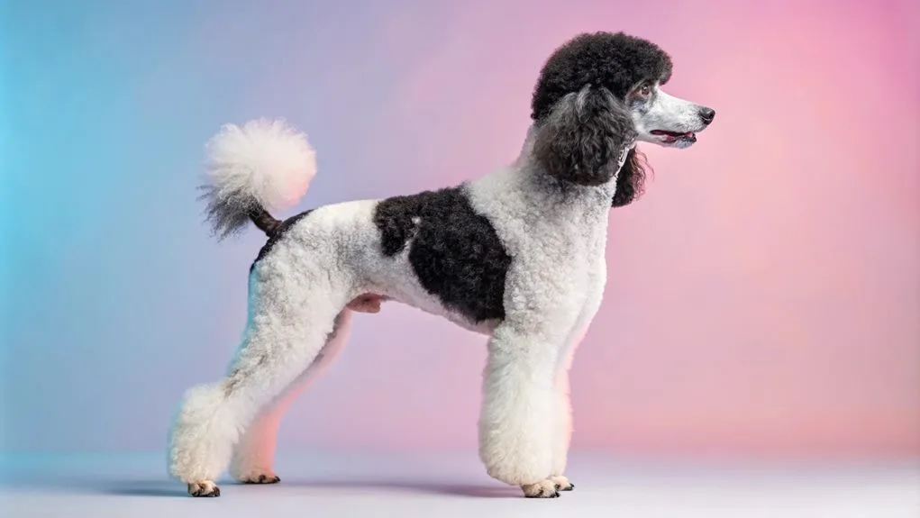 colorful parti poodle profile