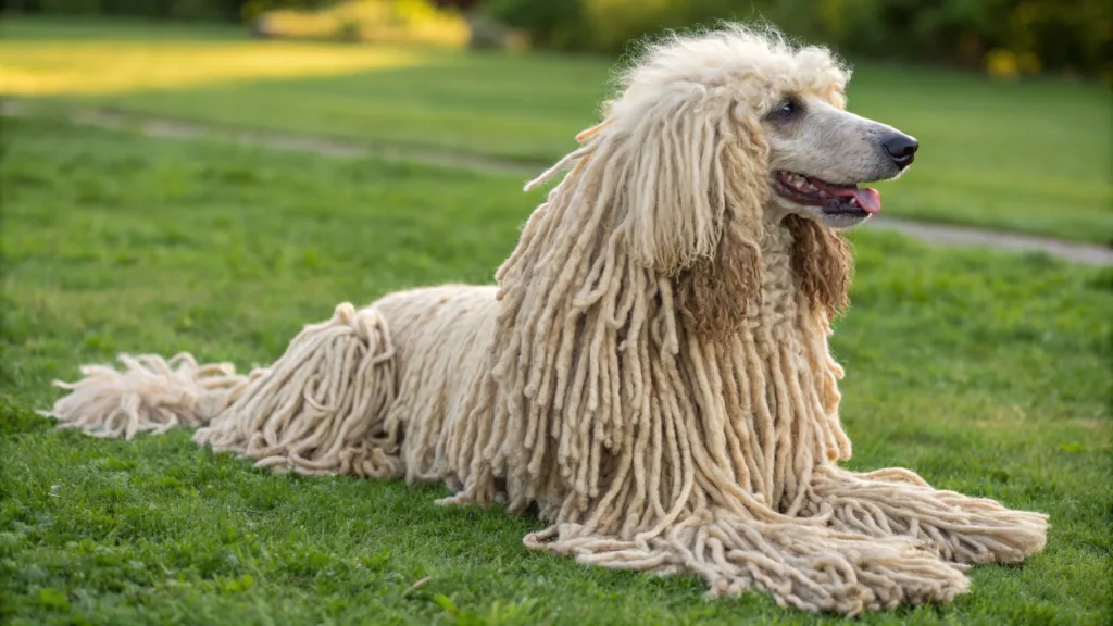 white corded poodle